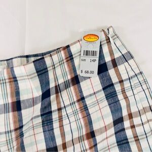 Talbots Multicolor Plaid Cropped Capri Pants NEW WITH TAGS Size 14P Navy Brown